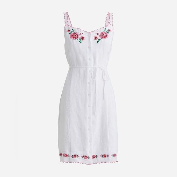 NWT J CREW Embroidered mini dress in linen - Picture 5 of 7